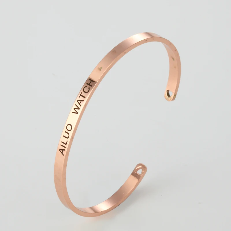 

Top Quality Stainless Steel Engraved AILUO WATCH Inspirational Quote Cuff Bracelet Mantra Bracelet Bangle for Women