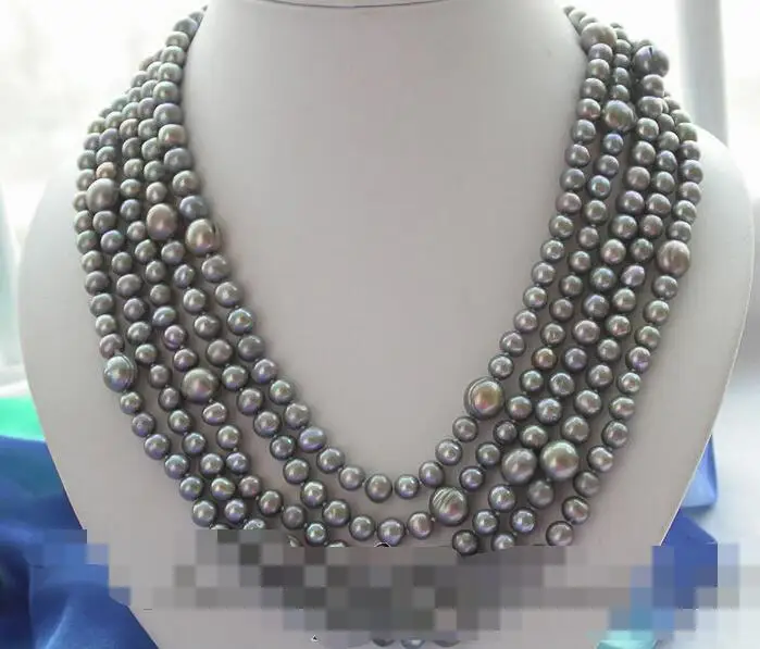 

3373 round gray freshwater pearl necklace