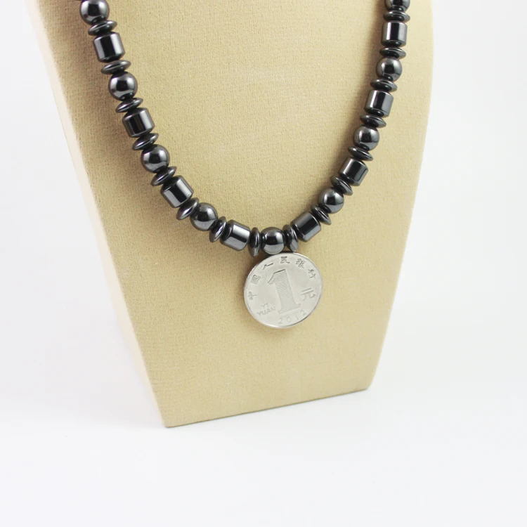 Magnetic Hematite Energy Power Necklace with Round Flat Beads Handmade for Men and Women Healing Jewelry