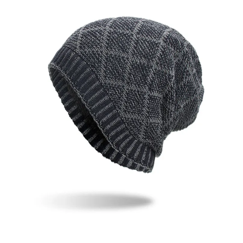 Новая зимняя теплая шапка для женщин и мужчин велосипедная шапка мешковатая переплетенная Крючком Зимняя шерстяная Вязаные Лыжные шапочки альпинистская шапка#2S24 - Цвет: Navy