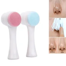 Двухсторонняя силиконовая щётка для очищения лица портативный размер 3D для чистки лица Вибрационный массаж средство для мытья лица средство для ухода за кожей
