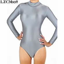 LZCMsoft, женские трико с длинным рукавом для балета, гимнастики, гимнастики, для взрослых, лайкра, макет шеи, черный трико, спандекс, Одежда для танцев, фитнеса для девушек