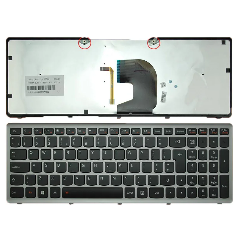 Brand NEW UK Replacement Laptop Keyboard For LENOVO Z500 SILVER FRAME