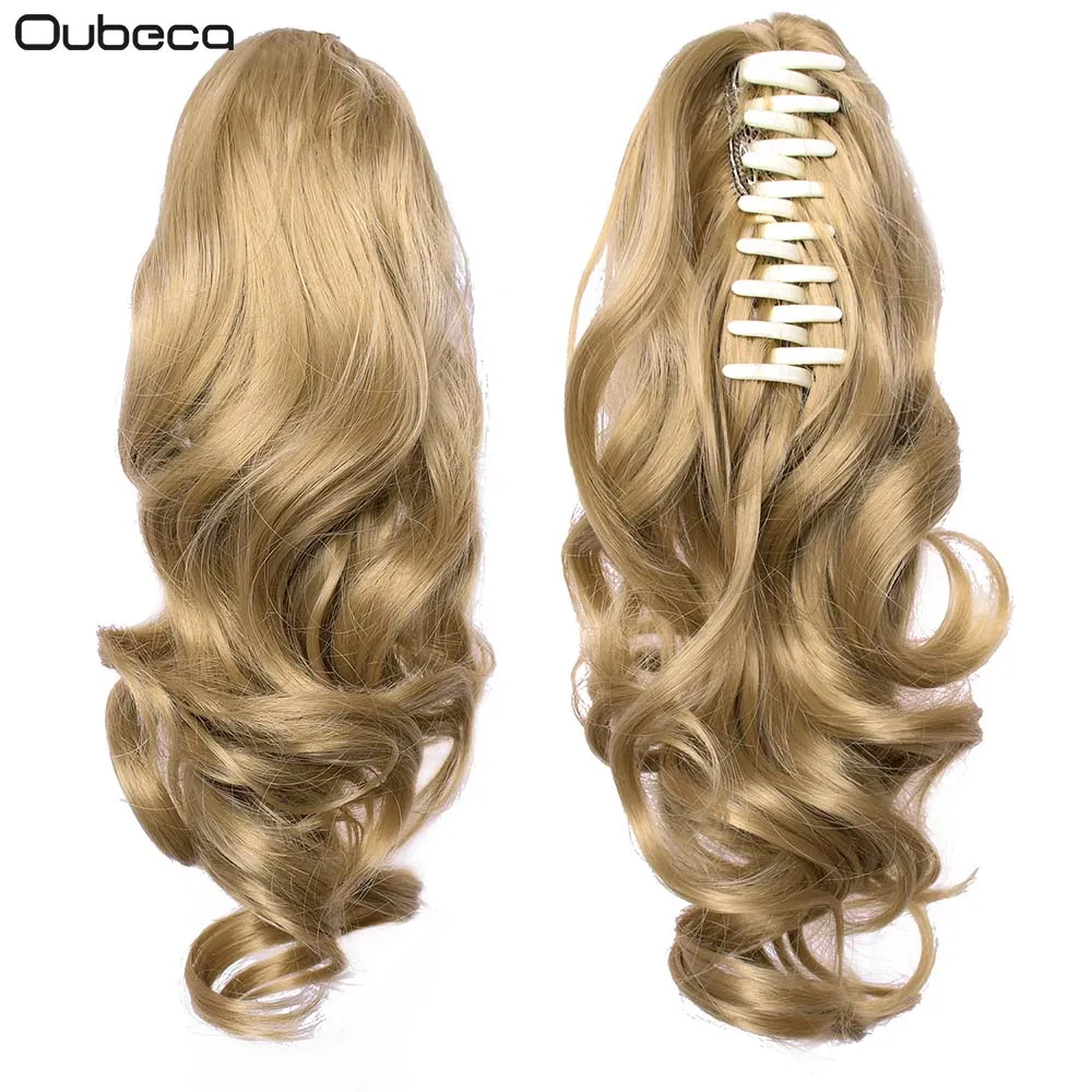 Oubeca, синтетические накладные волосы на заколках, волнистые, конский хвост, короткие, милые, толстые, волнистые, конский хвост, волосы на заколках для наращивания для женщин - Цвет: 27B