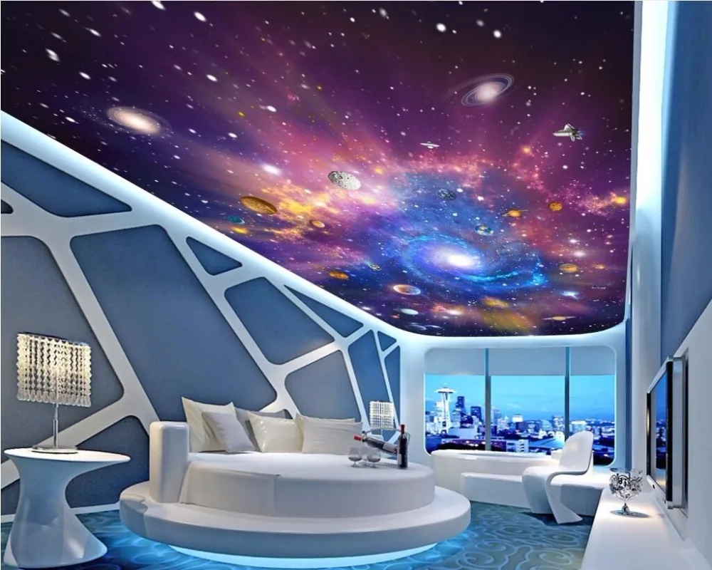 Пользовательские 3d потолочные фрески обои домашний Декор Картина звездное небо Вселенная Галактика 3d настенные фрески обои для гостиной