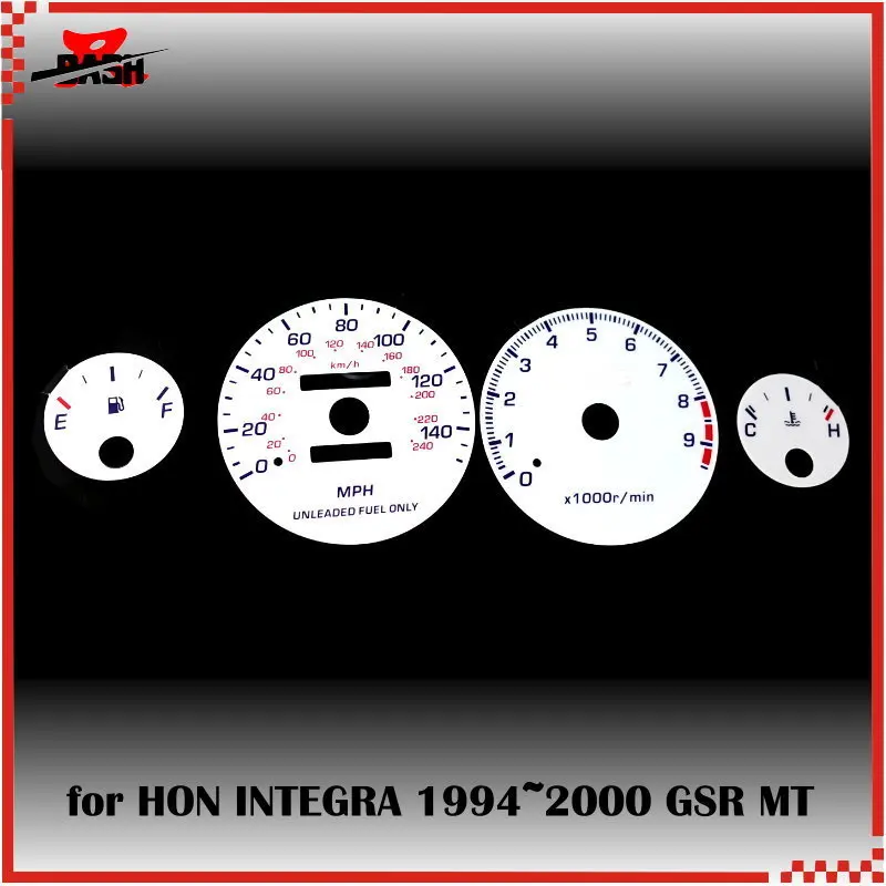 

DASH EL Glow Gauge for Integra 1994 2000 GSR Reverse Glow White face Blue Green Lighting 140 MPH 9500 RPM