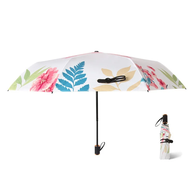 

Colorful Sunny umbrella Protection Three Folding Umbrella Small Fresh Black Glue Dual-Use Umbrella Supplies