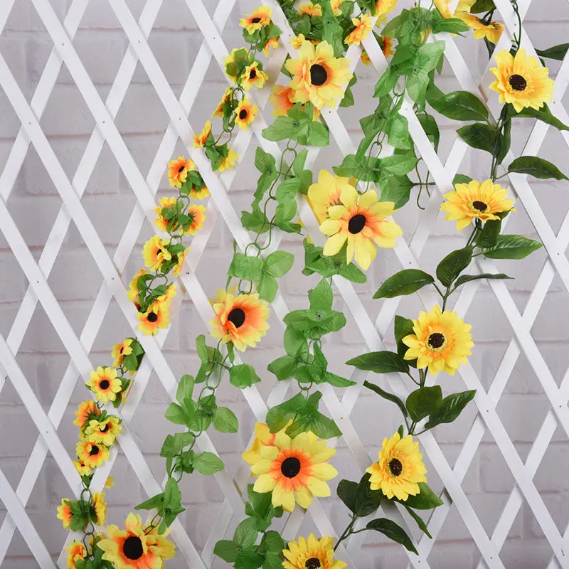 High Quality DIY Artificial Sunflower Garland Flower Vine Home Floral Decor
