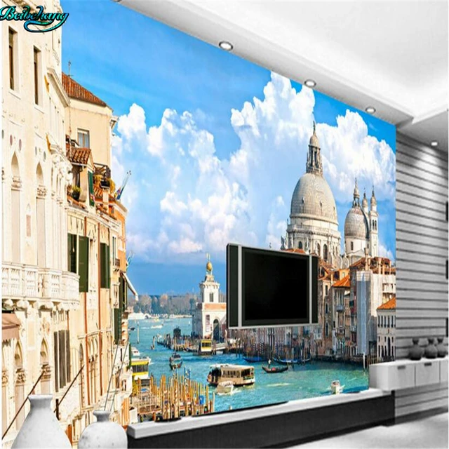 beibehang large custom venetian water city castle tv living room bedroom background home decoration
