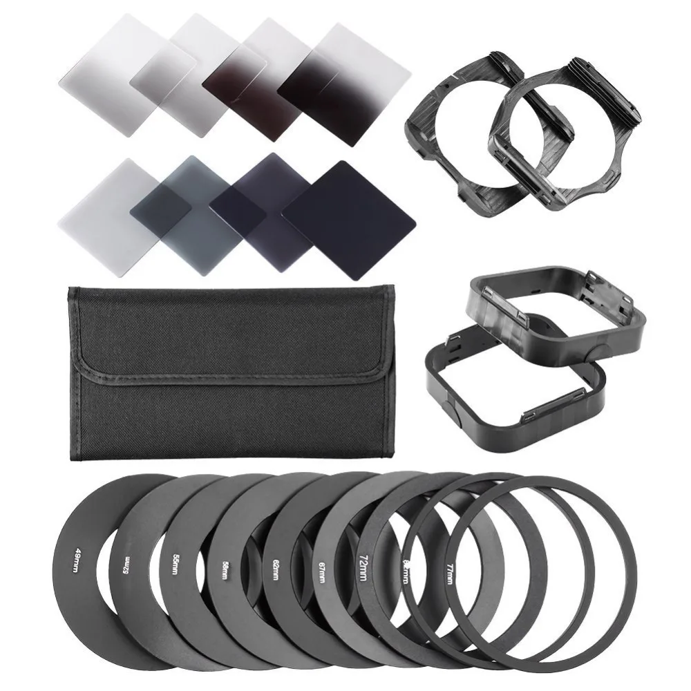 Neewer Complete ND Filter Kit for Cokin P SeriesND Filters+Adapter Rings+Square Filter Holder