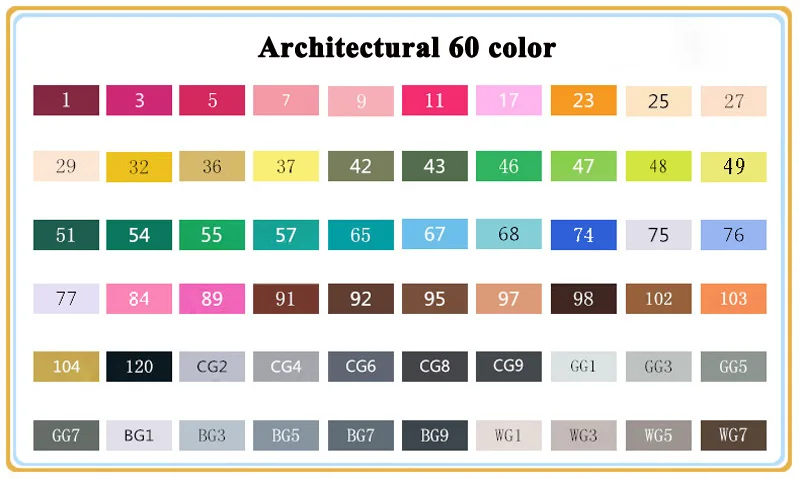 TOUCHNEW 80 цветов набор маркеров для живописи на спиртовой основе Эскиз маркер ручка для рисования манга дизайн художника архитектура принадлежности - Цвет: 60D