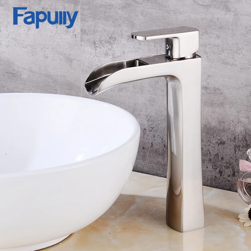 

Fapuly Stainless steel brush Bathroom sink Faucet Waterfall Bath Basin Mixer Tap