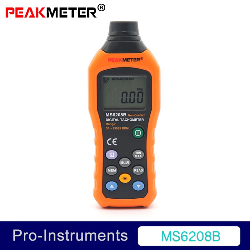 

MS6208B Backlight Display 50~19999RPM digital rpm induction tachometer with 100 groups Data Logging Null