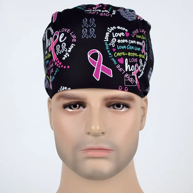 

New Lab Hospital medical Surgical Cap 100% cotton Printed Medical Scrub Operation Caps adjustable one size TLL25