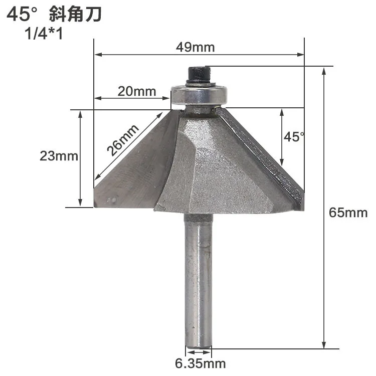 Wang 45 градусов конический Угол Фрезерный нож резак обрезной станок резьба режущая головка градусов фаска нож 45 угол нож - Длина режущей кромки: 6