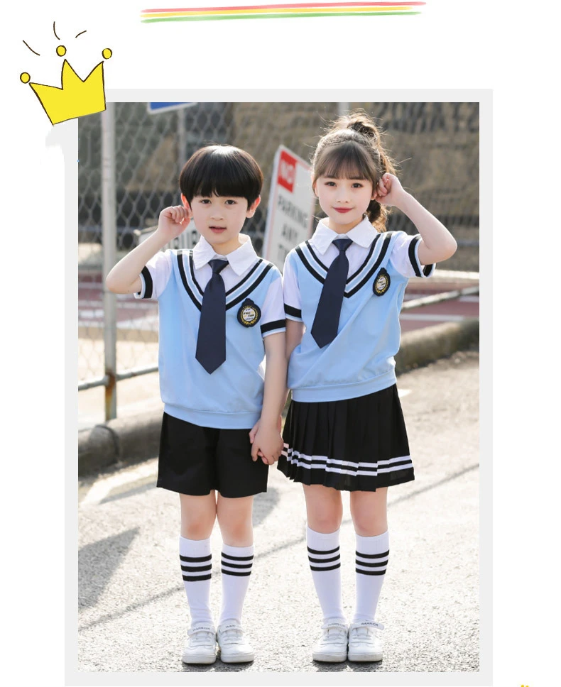 100-180 см детская школьная форма, корейский Британский комплект хлопковой одежды для мальчиков и девочек, одежда для начальной школы, костюмы для выступлений