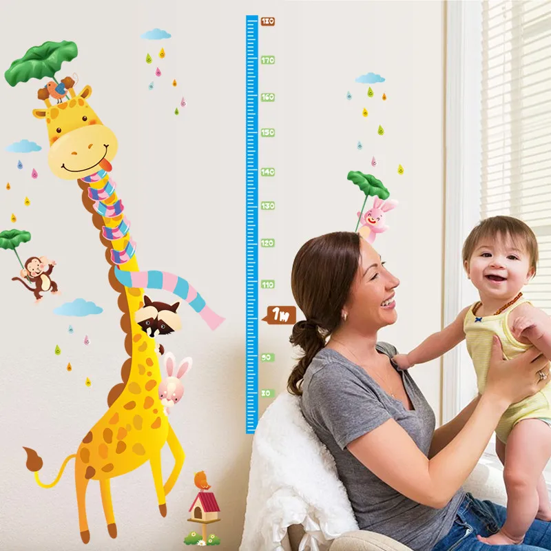 Giraffe Monkey Wall Sticker Height Chart Decal Baby Nursery Room Home Art Decor 