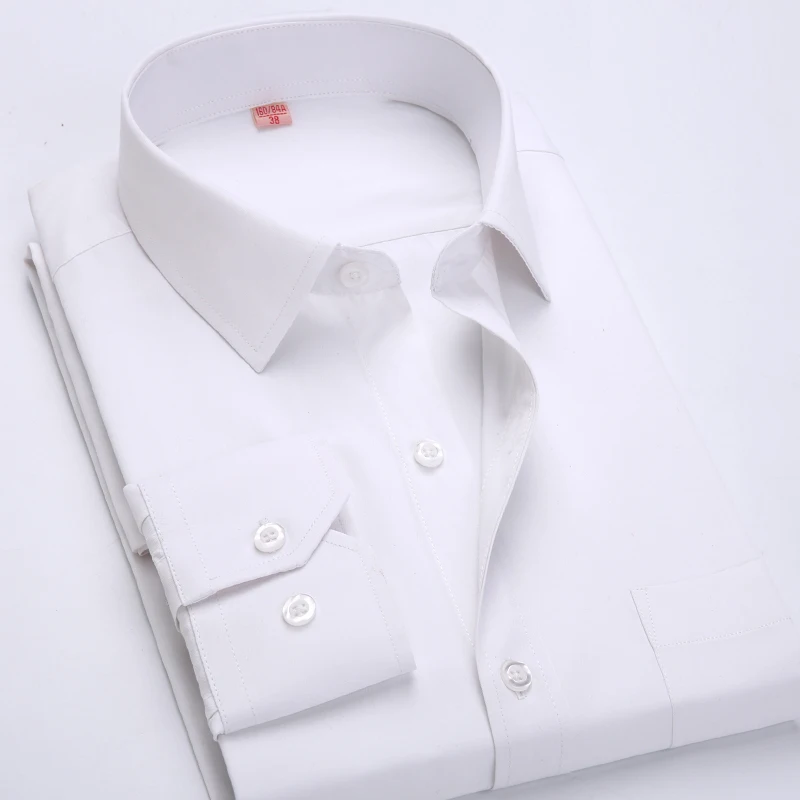 Новое поступление Высококачественная Мужская модная одежда для мужчин однотонные мужские рубашки с длинным рукавом Формальные рубашки для мужчин