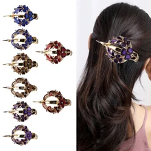 Женский металлический цветок со стразами свадебная заколка для волос аксессуар