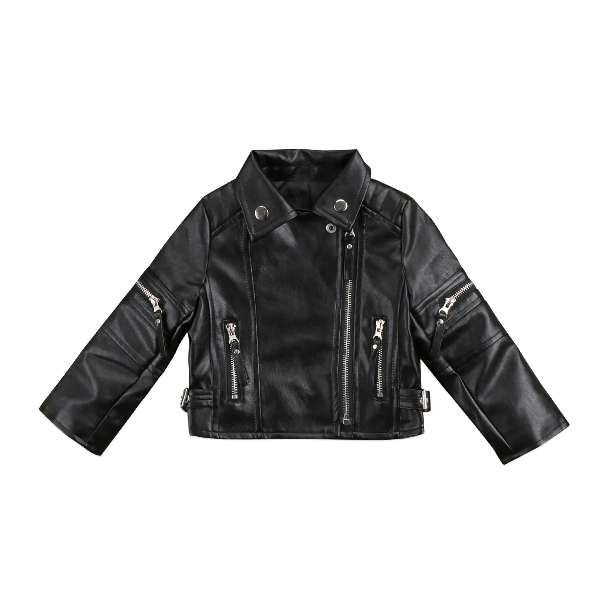 Toddler Kids Baby Girl Fashion Motorcycle PU Leather Jacket Biker Coat