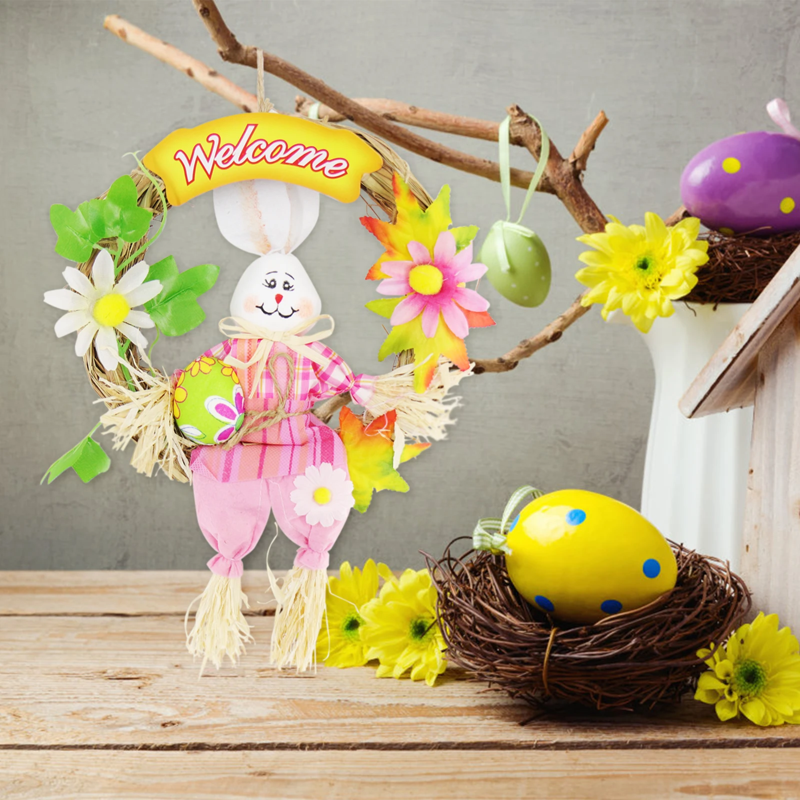 Happy Easter Door Cover Decoration Easter Bunny Eggs Birthday Party Supplies