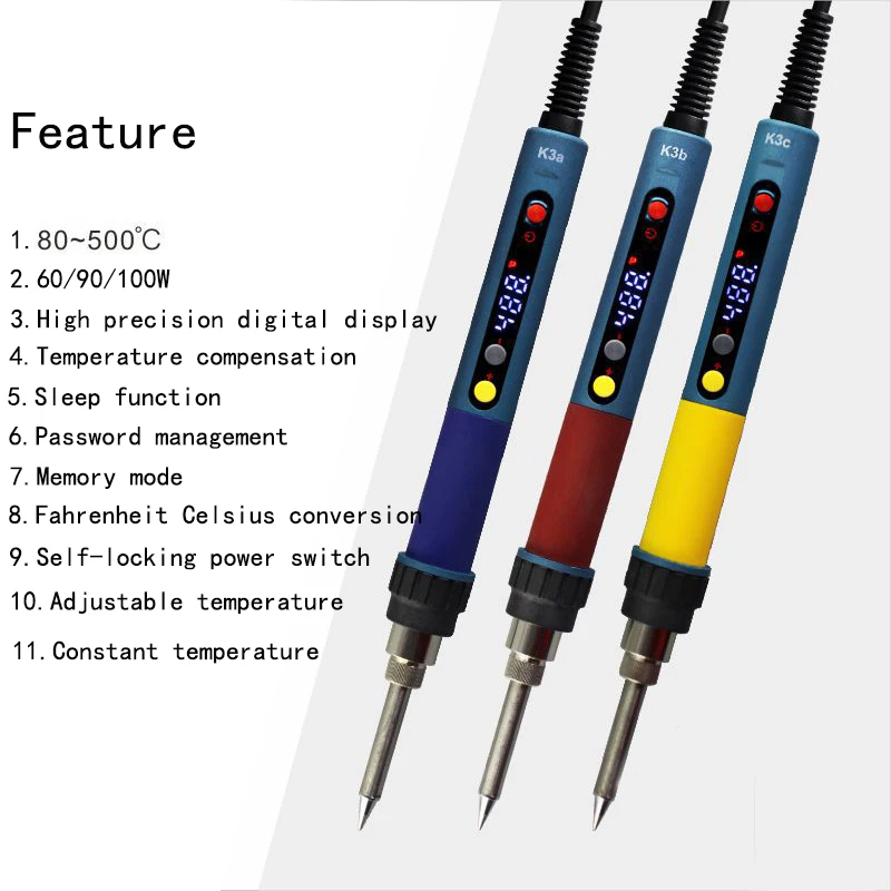

Electric soldering iron K3 60W 90W 110W Sleep Digital Soldering iron welding tool EU plug Adjustable temperature Soldering iron
