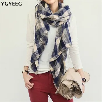 

YGYEEG 2018 New Top Quality Winter Scarf Plaid Scarf Designer Unisex Acrylic Basic Shawls Women's Scarves Hot Sale High Quality
