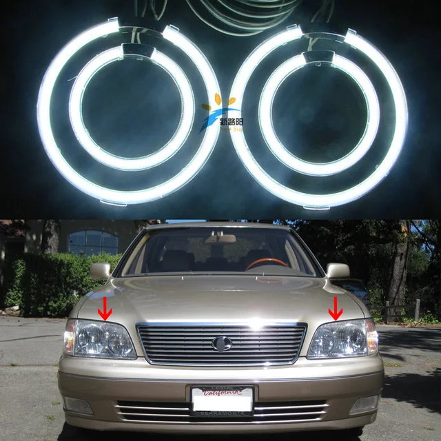 4pcs CCFL Angel Eyes Kit 7000K Halo Rings Headlight For lexus LS400 LS