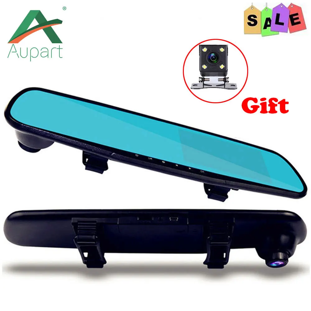 car dvr 4.3  dual lens car camera rearview mirror auto dvrs cars recorder video registrator full hd1080p night vision dash cam