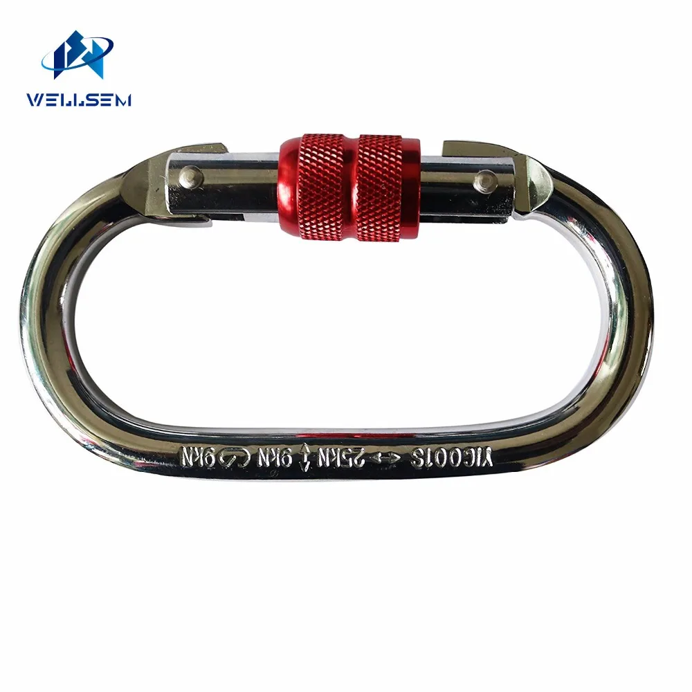 25kn D ring Alloy Steel Screw locking Carabiners for Rv, Camping