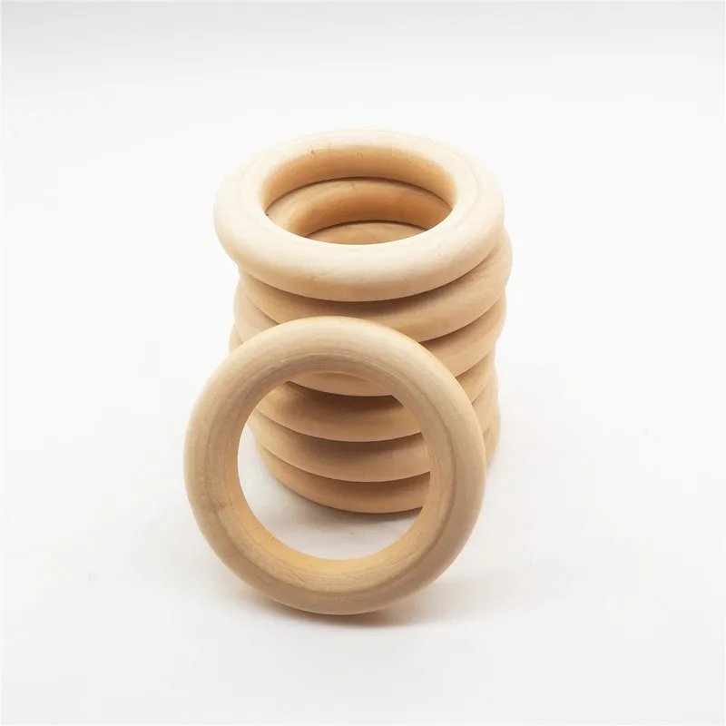 

Chenkai 50pcs 40mm 1.6'' baby Wooden Teether Ring Nature Wooden Teething infant shower pacifier dummy chewing sensory 10cm toy