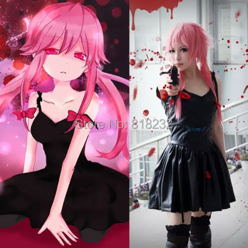 

Future Diary Gasai Yuno Bonded Leather Slip Dress Uniform Outfit Cosplay Costumes