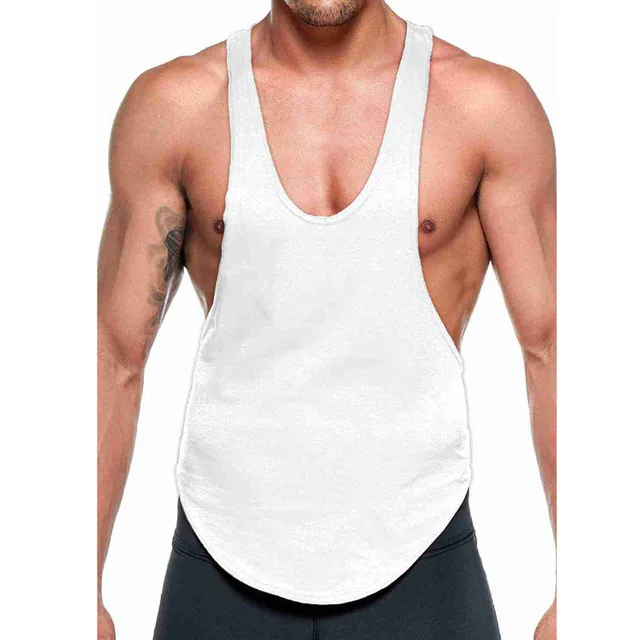 Brand new men solid tank sexy tops pure cotton low cut armholes vest