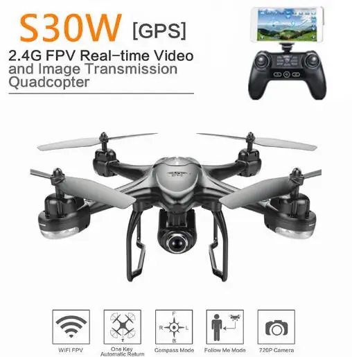 SJ/RC S30W 2 4 ГГц двойной gps Wi-Fi FPV Дрон с 720 P Широкий формат HD Камера Радиоуправляемый