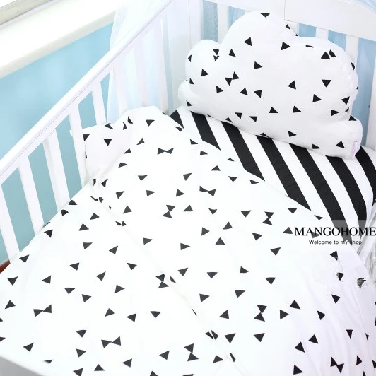 (Duvet cover 1pcs) baby bedding set black and white design baby quilt