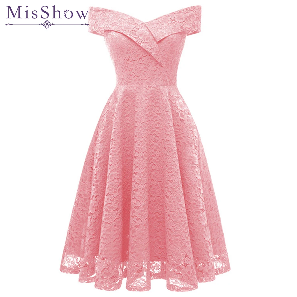 2018 cheap short evening dresses Plus size Lace Pink Wine Red Party