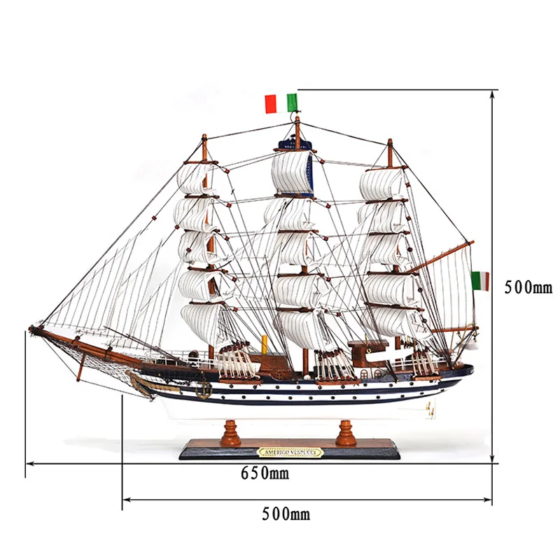 LUCKK 65 см AMERIGO VESPUCCI морская деревянная модель кораблей миниатюрная парусная лодка для домашнего офиса украшение интерьера деревянные поделки детский подарок