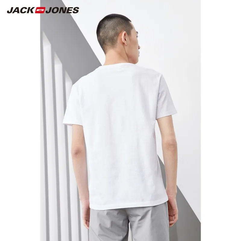JackJones Мужская футболка с короткими рукавами из хлопка с принтом, мужская одежда 219101542