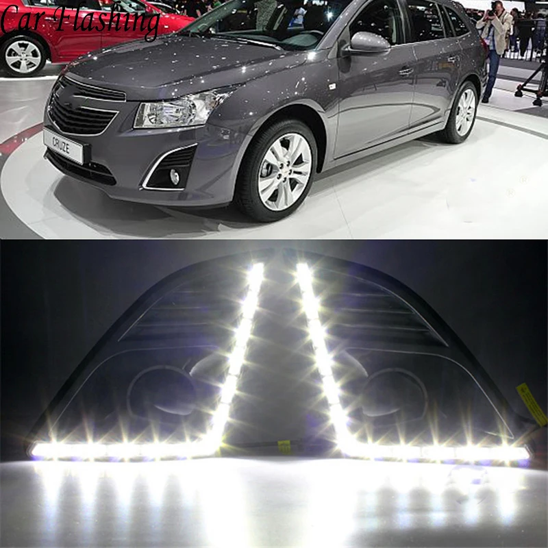 Автомобильная проблесковая 1 пара дневные ходовые огни для Chevrolet Cruze 2013 Габаритные огни колпак противотуманных фар фары 12V дневной свет