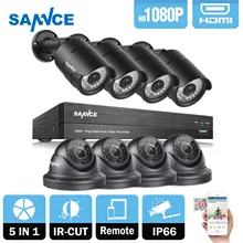 SANNCE 8CH 1080P 2MP CCTV DVR Recorder 4PCS 1080P HD 1920*1080 In/Outdoor Security Bullet Dome Camera System & 1TB HDD Onvif
