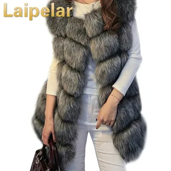

Laipelar 2018 Winter Coat Fur Women Winter Warm Luxury Fur Vest Women's fur Coats Jacket High Quality Faux Fur Coat