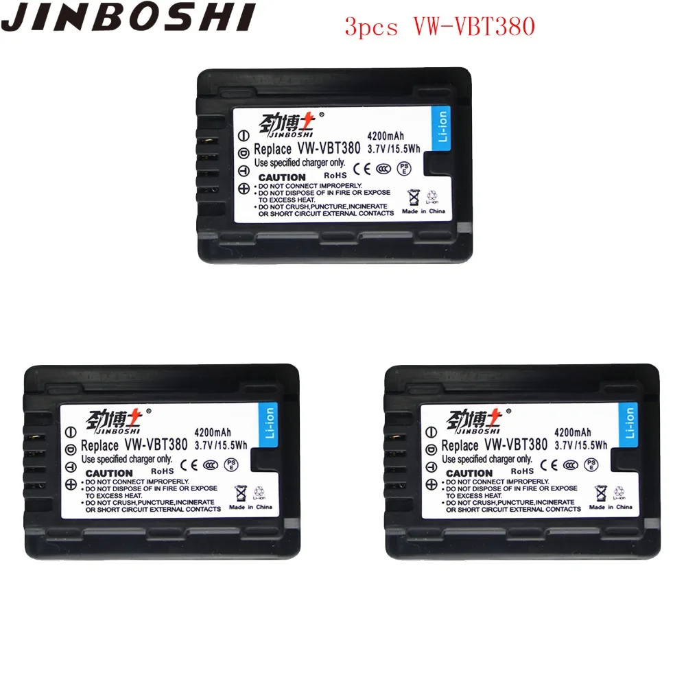 

3pcs VW-VBT380 VBT380 Digital Camera Battery vw-vbt380 lithium batteries vbt380 For Panasonic HC-V110 V130 V160 V180 V201 V210