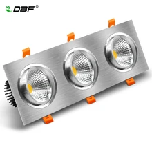 [DBF] Регулируемый угловой потолочный встраиваемый светильник с высоким люменом, 3 головки, квадратный Точечный светильник с регулируемой яркостью, 15 Вт, 21 Вт, 30 Вт, 36 Вт, светодиодный прожектор