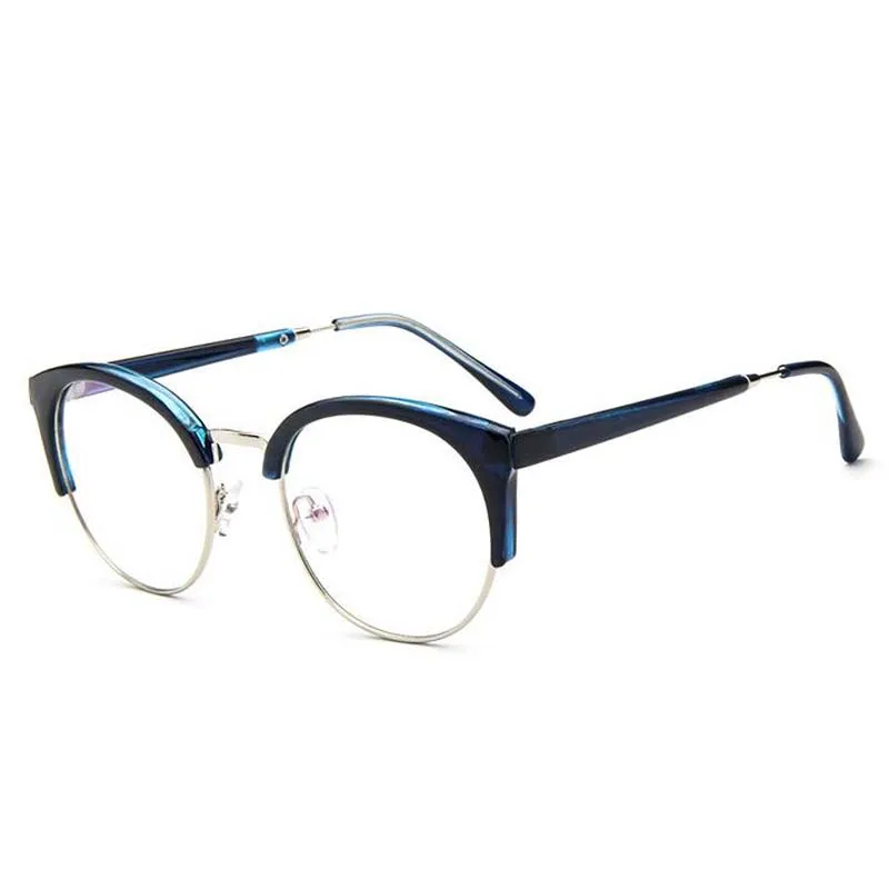 Модные круглые наполовину оправа для очков с металлической оправой, мужские ретро очки с большой оправой, простые зеркальные женские Брендовые очки с оптической оправой