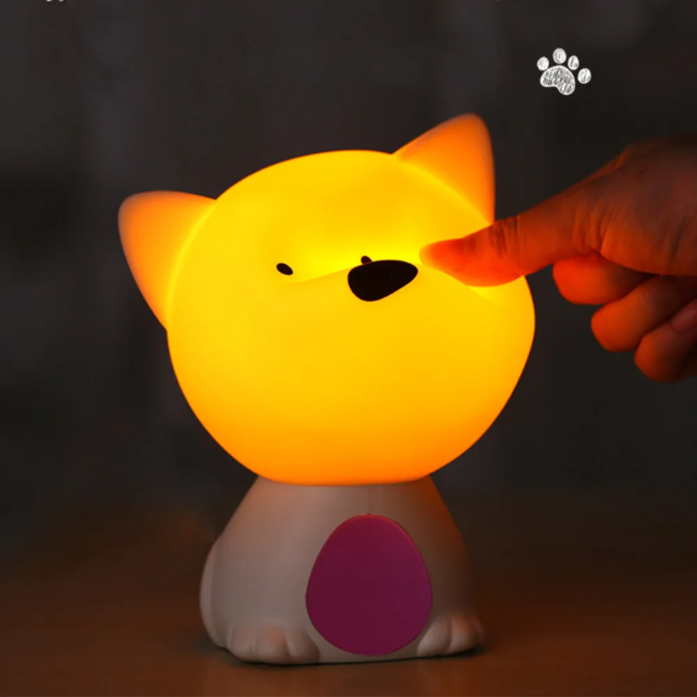 

7 Colors Cute LED Night Light USB Children Cartoon Animal Night Light Silicone Soft Eye Care Baby Nursery Lamp Breathing Lights