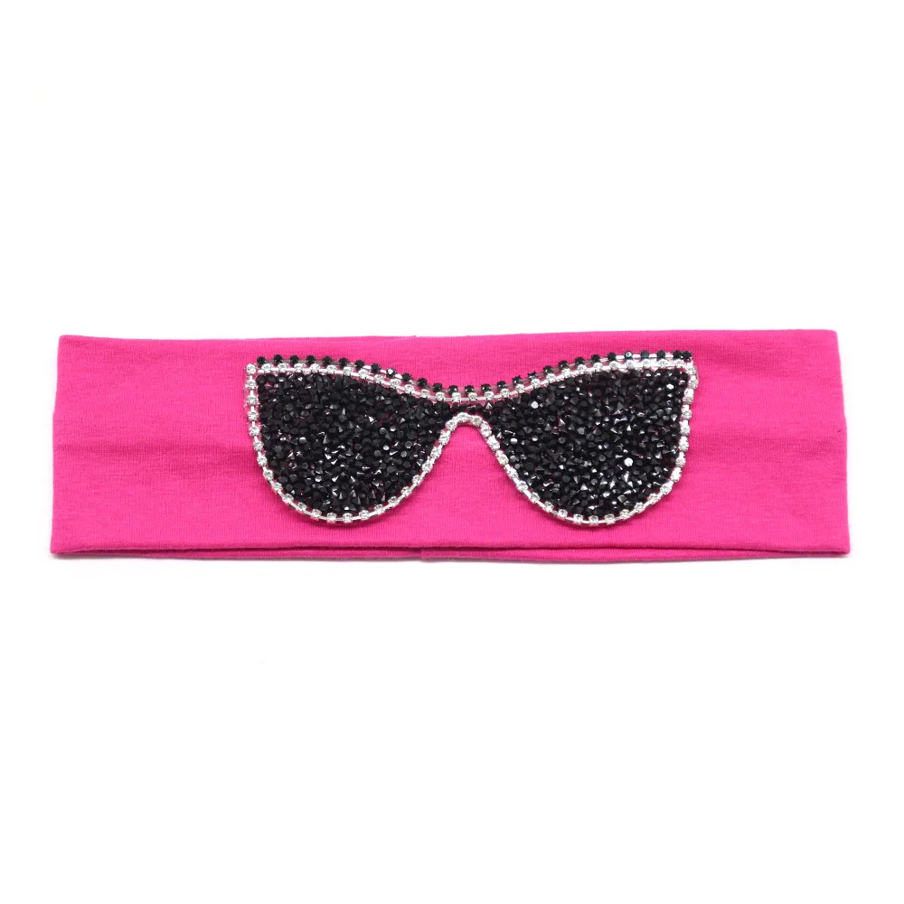 5,5 см Девушки Солнцезащитные очки повязки на голову Летняя мода стразы эластичная повязка на голову для девочек Дети хлопок повязки аксессуары для волос - Цвет: Rose Black