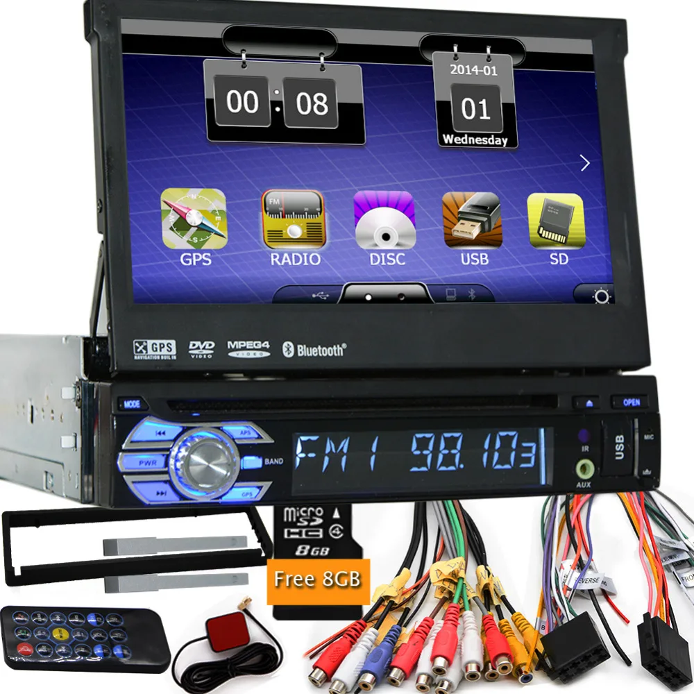 

7" 1 Din WCE Car DVD Player GPS Navigation Universal In-dash Detachable Front Panel Auto Radio Audio Stereo without TV Function