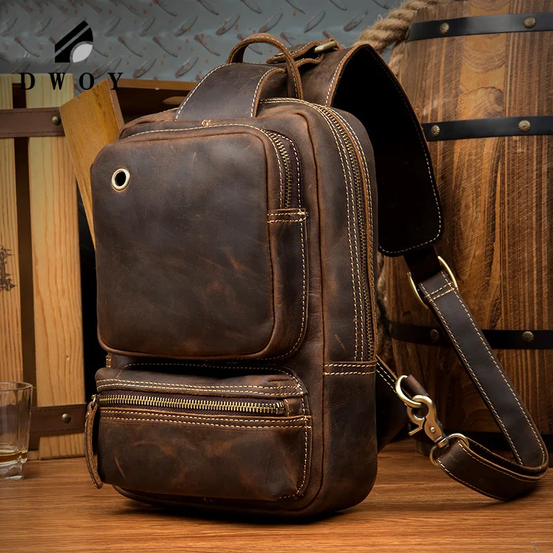 Сумка мессенджер Crazy Horse Мужская винтажная из натуральной кожи на молнии|leather man