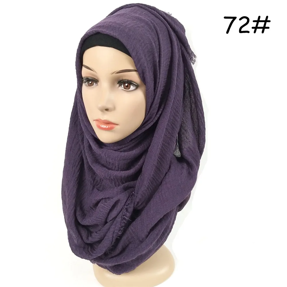 N9 100 шт высокого качества, крашеный хиджаб шарф со складками, хлопковая вискоза, шарф, шаль без рисунка, мусульманская голова, хиджаб, шарф