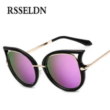 RSSELDN Fashion Retro Metal Frame Cat Eye Sunglasses Women Coating Brand vintage sun glasses female oculos de grau femininos